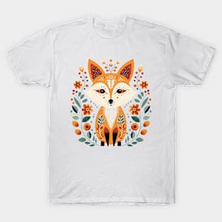 Scandinavian Folk Art Fox T-Shirt